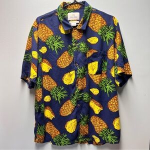 28 Palm Hawaiian Men's Pineapple Print Shirt Size L-XL